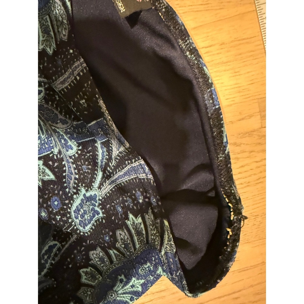 Lip Service Vintage Blue Paisley Floral Ruffle Hem Midi Skirt Y2K 90s Size 12 - Picture 6 of 8